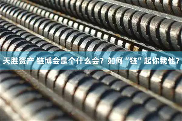 天胜资产 链博会是个什么会？如何“链”起你我他？